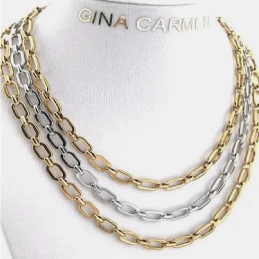 NWT Gina Carmen “Lucy” Gold and Silver Chain Necklace - Picture 4 of 5